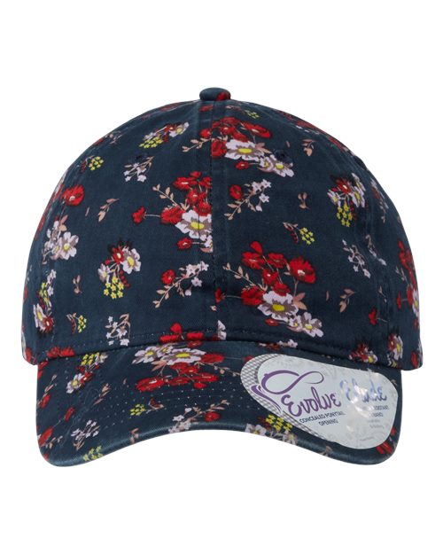 Women's Unstructured Fashion Prints Cap - Dark Navy/ Floral