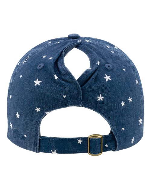 Women's Unstructured Fashion Prints Cap - Navy/ White Stars