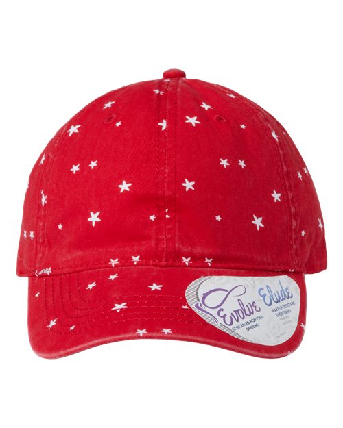Women's Unstructured Fashion Prints Cap - Red/ White Stars