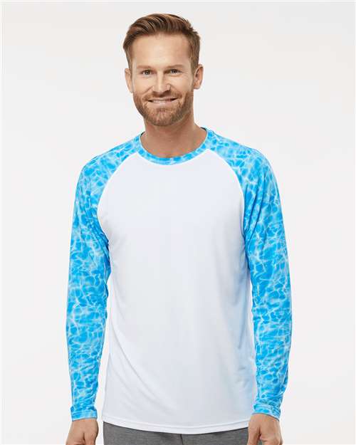 Men's Panama Colorblocked Long Sleeve T-Shirt - Blue Water