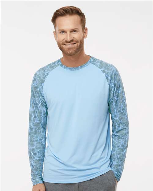 Men's Panama Colorblocked Long Sleeve T-Shirt - Grey Mist Water