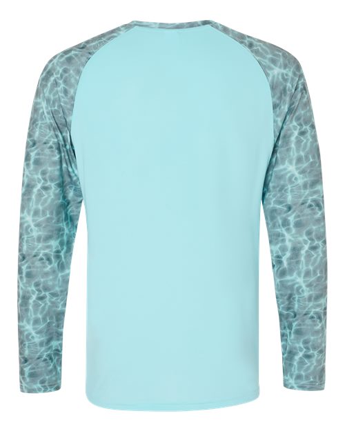 Men's Panama Colorblocked Long Sleeve T-Shirt - Grey Aqua Water