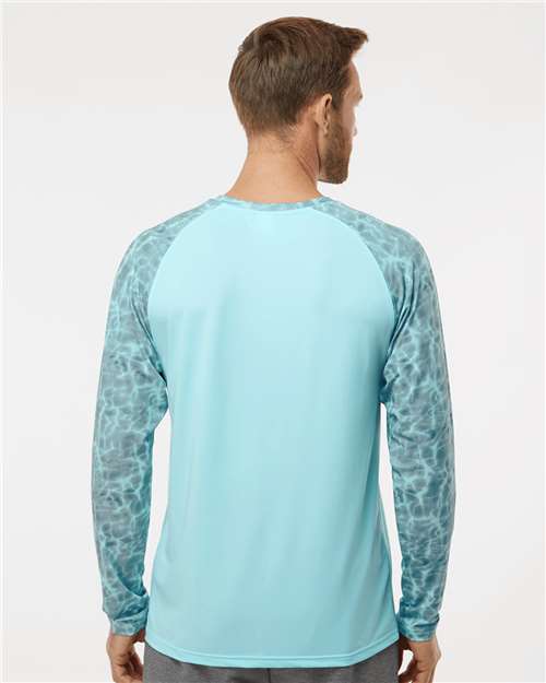 Men's Panama Colorblocked Long Sleeve T-Shirt - Grey Aqua Water