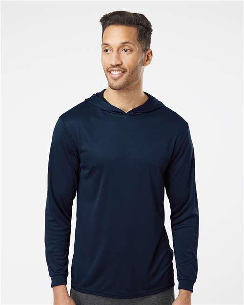 Unisex Bahama Performance Hooded Long Sleeve T-Shirt - Navy