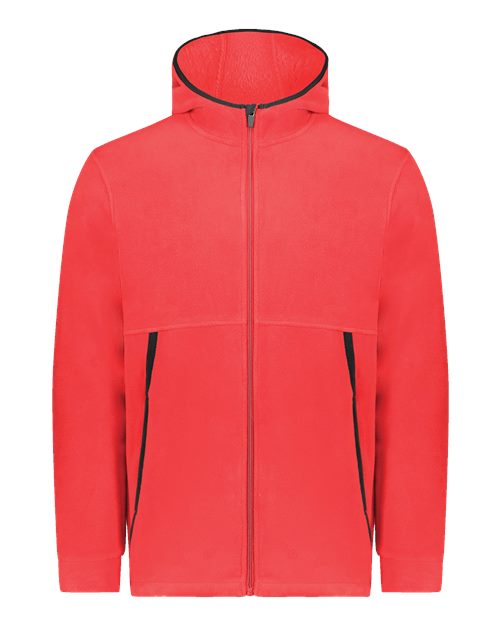 Unisex Eco Revive™ Polar Fleece Hooded Full-Zip Jacket - Scarlet