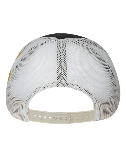 Printed Mesh Trucker Cap - Black/ Vegas Gold/ Fleur De Lis
