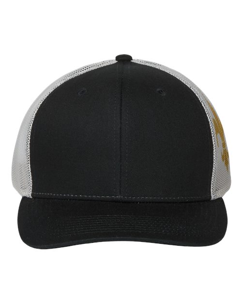 Printed Mesh Trucker Cap - Black/ Vegas Gold/ Fleur De Lis