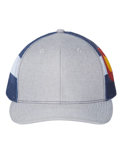 Printed Mesh Trucker Cap - Heather Grey/ Colorado Flag