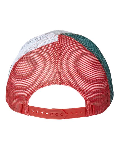 Printed Mesh Trucker Cap - Heather Grey/ Red/ Mexico Flag