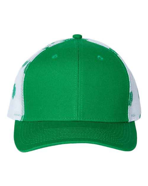 Printed Mesh Trucker Cap - Kelly Green/ White/ Clover