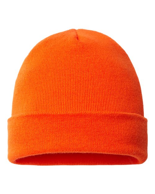USA-Made 12" Cuffed Beanie - Deep Orange