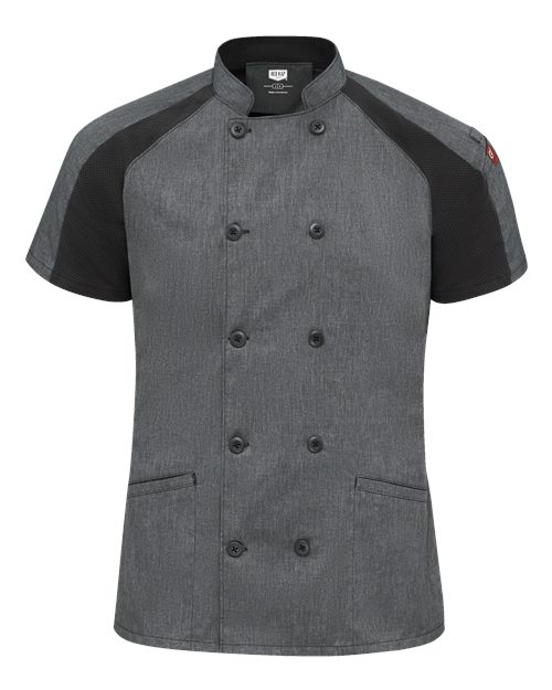 Women's Airflow Raglan Chef Coat - Charcoal Heather/ Charcoal/ Black Mesh