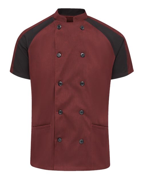Women's Airflow Raglan Chef Coat - Merlot Heather/ Black Mesh