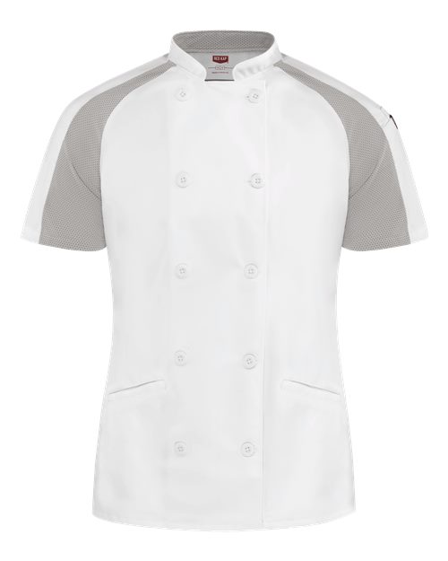 Women's Airflow Raglan Chef Coat - White/ Grey Mesh