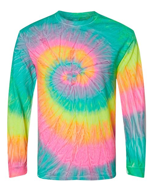 Unisex Tie-Dyed Long Sleeve T-Shirt - Minty Rainbow