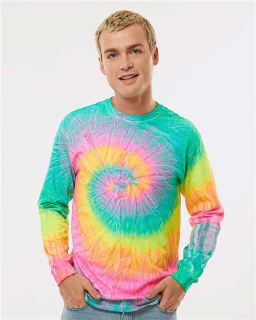 Unisex Tie-Dyed Long Sleeve T-Shirt - Minty Rainbow