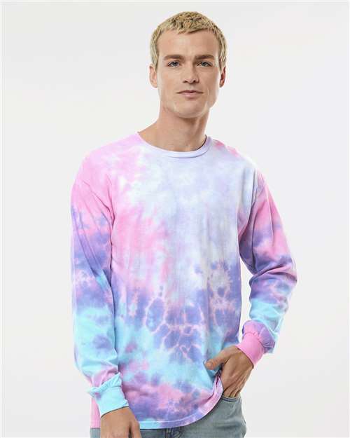 Unisex Tie-Dyed Long Sleeve T-Shirt - Cotton Candy