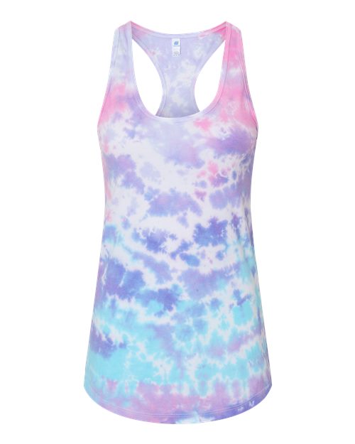 Women's Tie-Dyed Racerback Tank Top - Cotton Candy
