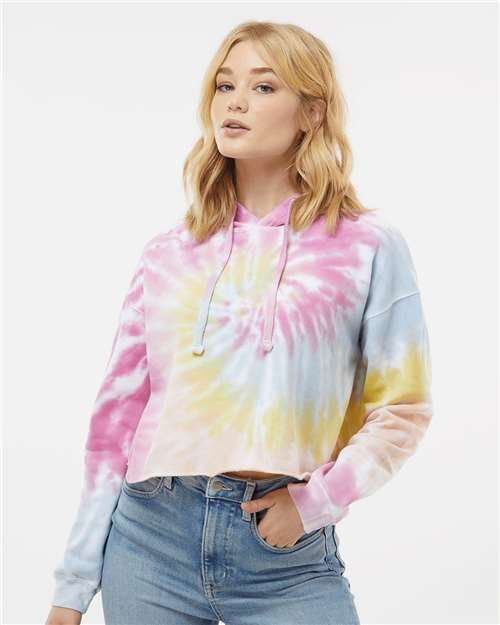 Women's Tie-Dyed Crop Hooded Sweatshirt - Desert Rose