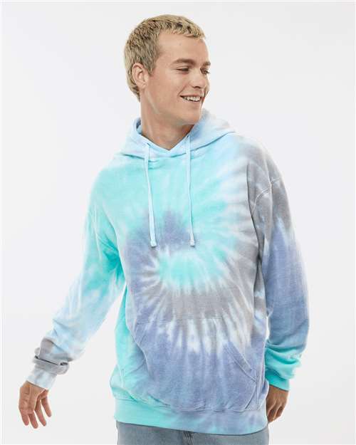 Unisex Tie-Dyed Cloud Inside-Out Fleece Hooded Sweatshirt - Glacier
