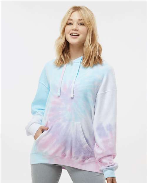 Unisex Tie-Dyed Cloud Inside-Out Fleece Hooded Sweatshirt - Unicorn
