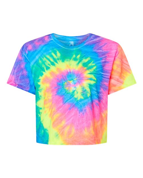 Women's Tie-Dyed Crop T-Shirt - Neon Rainbow