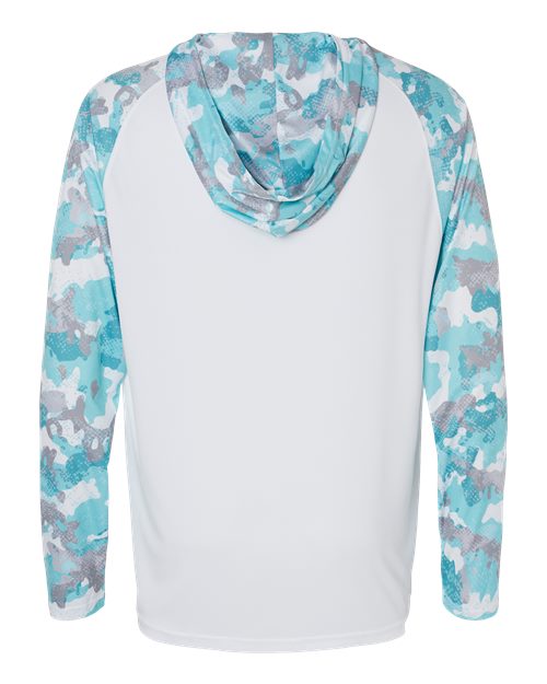Unisex Tortuga Extreme Performance Hooded T-Shirt - White/ Aqua Camo