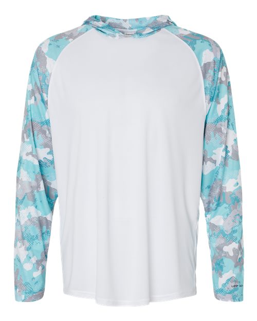 Unisex Tortuga Extreme Performance Hooded T-Shirt - White/ Aqua Camo
