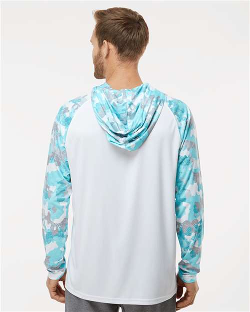 Unisex Tortuga Extreme Performance Hooded T-Shirt - White/ Aqua Camo