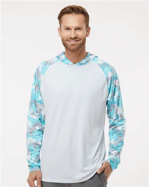 Unisex Tortuga Extreme Performance Hooded T-Shirt - White/ Aqua Camo