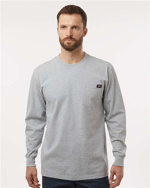 Men's Traditional Heavyweight Long Sleeve T-Shirt - Heather Grey