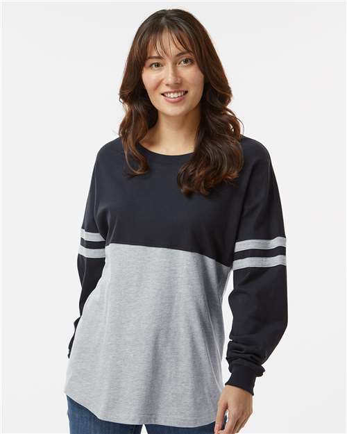 Women's Pom Pom Long Sleeve Jersey T-Shirt - Black/ Oxford
