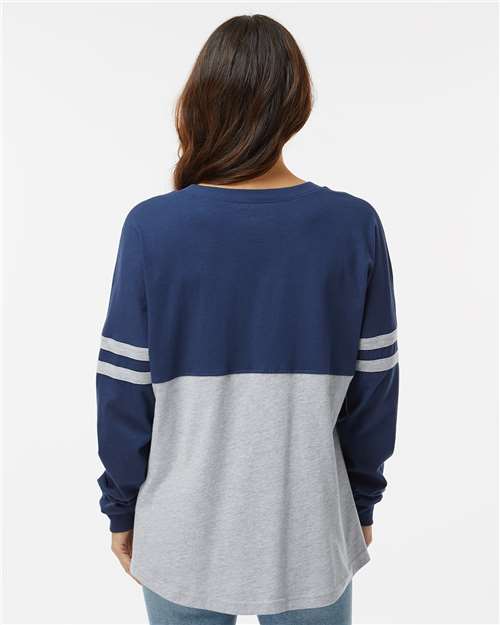 Women's Pom Pom Long Sleeve Jersey T-Shirt - Navy/ Oxford