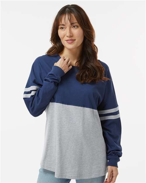 Women's Pom Pom Long Sleeve Jersey T-Shirt - Navy/ Oxford
