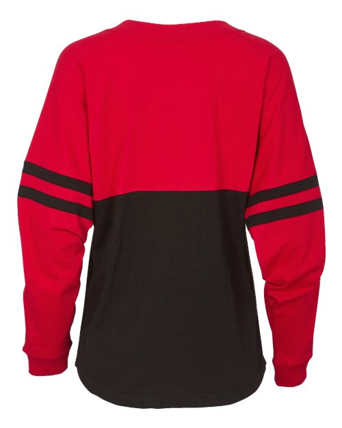 Women's Pom Pom Long Sleeve Jersey T-Shirt - Red/ Black