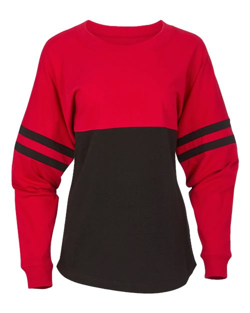 Women's Pom Pom Long Sleeve Jersey T-Shirt - Red/ Black