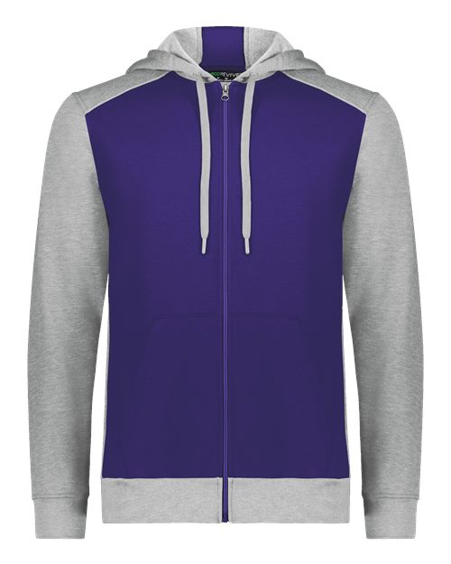 Unisex Eco Revive™ Three-Season Triblend Fleece Full-Zip Hooded Sweatshirt - Purple/ Grey Heather