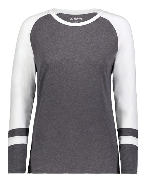 Women's Triblend Fanatic 2.0 Long Sleeve T-Shirt - Carbon Heather/ White