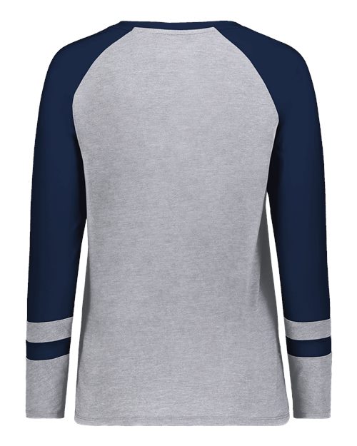 Women's Triblend Fanatic 2.0 Long Sleeve T-Shirt - Grey Heather/ Navy