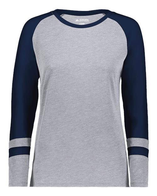 Women's Triblend Fanatic 2.0 Long Sleeve T-Shirt - Grey Heather/ Navy