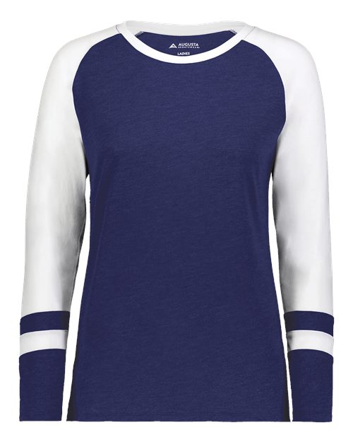 Women's Triblend Fanatic 2.0 Long Sleeve T-Shirt - Navy/ White