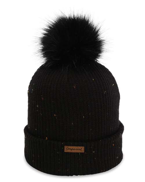 The Montage Pom Cuffed Beanie - Black