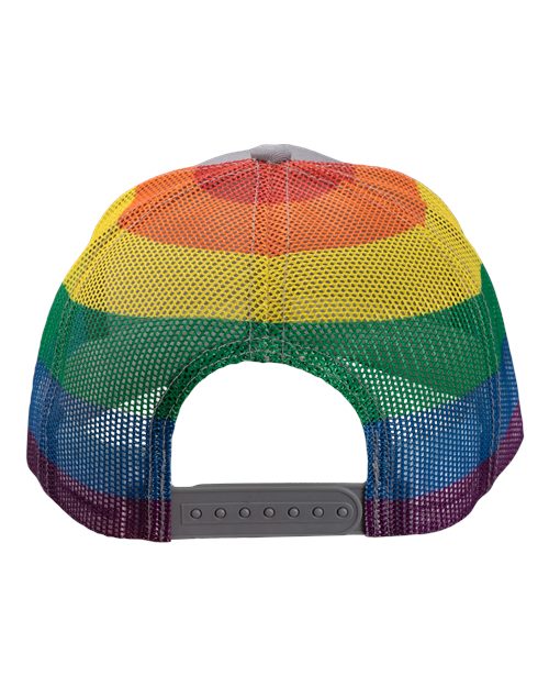 Printed Mesh Trucker Cap - Grey/ Rainbow