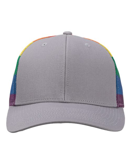 Printed Mesh Trucker Cap - Grey/ Rainbow