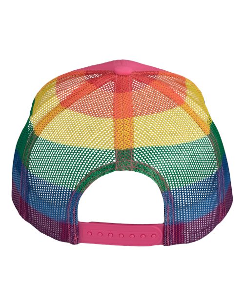 Printed Mesh Trucker Cap - Hot Pink/ Rainbow