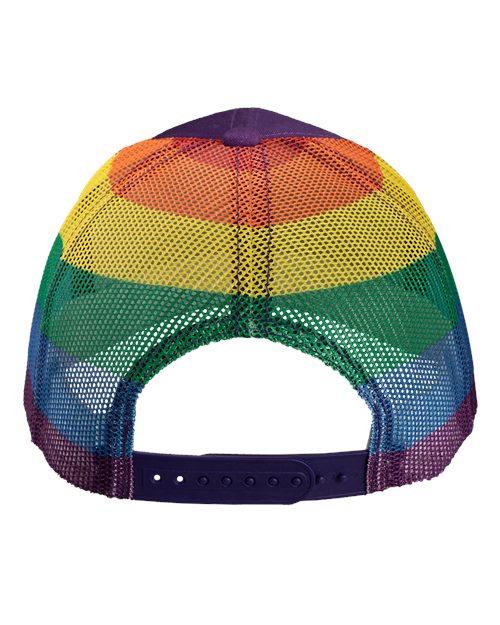 Printed Mesh Trucker Cap - Purple/ Rainbow