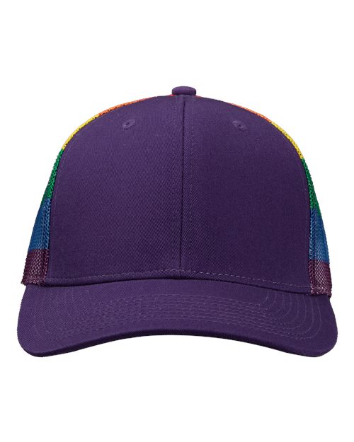 Printed Mesh Trucker Cap - Purple/ Rainbow
