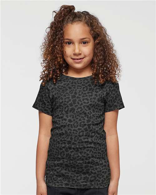 Girls' Fine Jersey Tee - Black Leopard