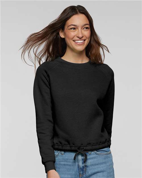 Women's Relaxed 3-End Boxy Fleece Crewneck Sweatshirt - Black