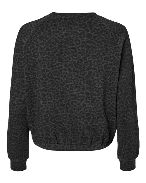 Women's Relaxed 3-End Boxy Fleece Crewneck Sweatshirt - Black Leopard